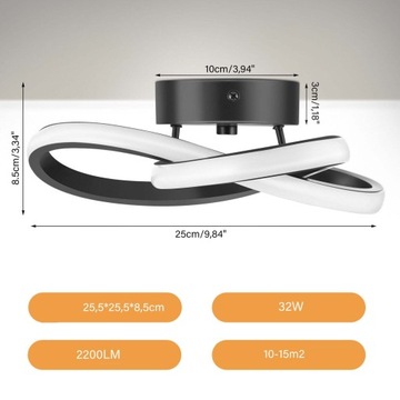 СВЕТОДИОДНОЕ ОСВЕЩЕНИЕ ДЛЯ ЗАЛА, 32Вт, 3 ЦВЕТА СВЕТА, 2200ЛМ
