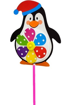 WIATRAK WIATRACZEK ZABAWKA PINGWIN DLA DZIECI OZDOBA NA PATYKU