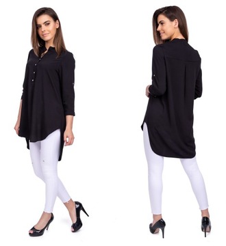 Luźna elegancka TUNIKA OVERSIZE czarna roz - 44