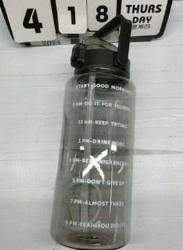 БУТЫЛКА ДЛЯ ПИТЬЕВОЙ ВОДЫ BPA FREE SPORT 2Л С ОТМЕТКОЙ ВРЕМЕНИ С СОЛОМОЙ