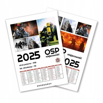 KALENDARZE STRAŻACKIE DWUSTRONNE 2025 Z KOLAŻAMI x30 SZTUK