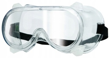 GOGLE OKULARY OCHRONNE BHP Z WYWIETRZNIKAMI, GUMKĄ