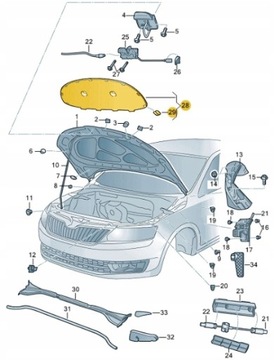 ЗВУКОВАНИЕ КРЫШКИ ДВИГАТЕЛЯ SKODA RAPID 2012-2019 ОРИГИНАЛ