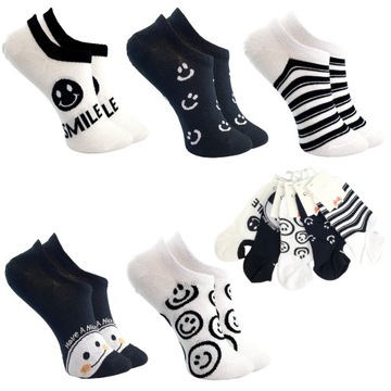 5x SKARPETY STOPKI DAMSKIE KOLOROWE BAWEŁNIANE STYLOWE WZORY JAKOŚĆ PREMIUM