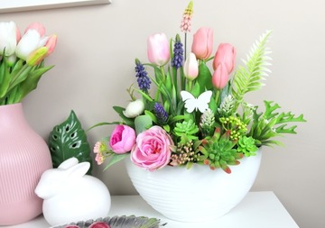 Прорезиненные тюльпаны - бабочка - Кремовый/Белый