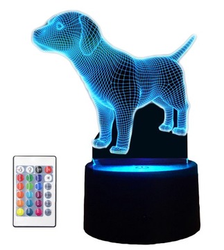LAMPKA nocna 3D LED kolory pilot PIES PSIAK DOG R9