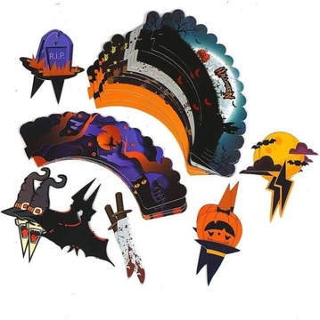 Набор крышек для кексов, формочек для кексов и крышек для кексов на Хэллоуин, 48 элементов