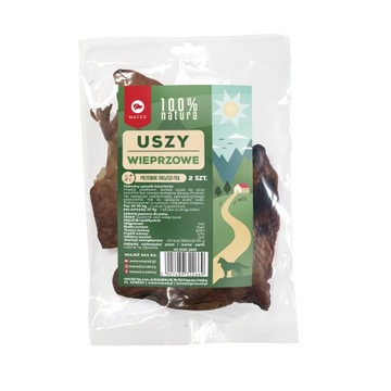 ЖУВАЮЩИЕ ДЛЯ СОБАК 100% НАТУРАЛЬНЫЕ MACED TREATY Вяленые СВИНЫЕ УШИ 2 шт.