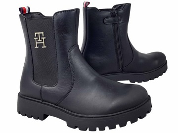 TOMMY HILFIGER BOTKI SZTYBLETY BUTY ZAMEK CZARNE