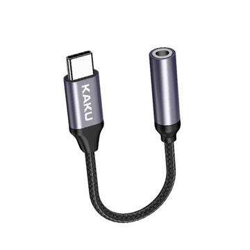Адаптер для наушников USB Type C на мини-джек 3,5 мм ЧЕРНЫЙ 12 см ПРОЧНЫЙ