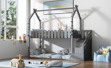 Кровать-домик Двухъярусная кровать 90х200см с лестницей