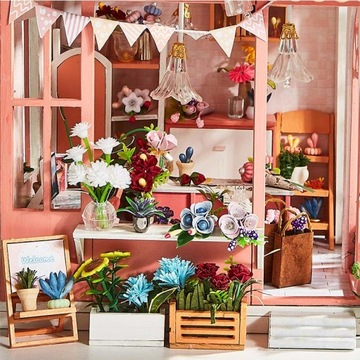 Розовая модель светодиодного пазла DIY FLORIST House 3D