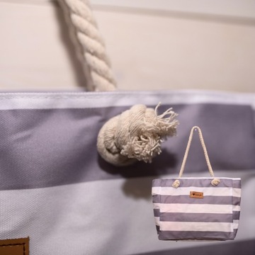 Пляжная сумка для серых полосатых XL модный рисунок