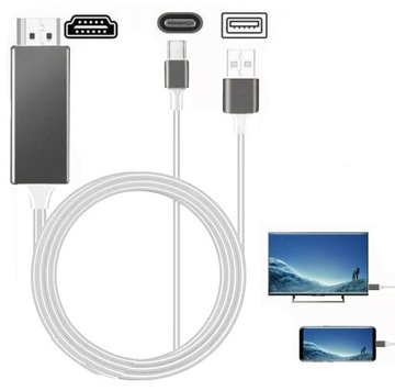 Kabel wideo z USB TYP-C na HDMI 1,8m + ładowanie