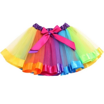 TĘCZOWA kolorowa SPÓDNICZKA TUTU TIUL 30cm