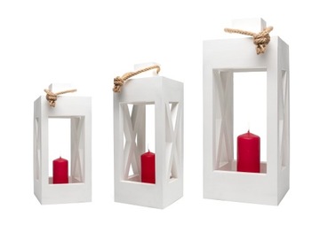 Деревянный фонарь, набор фонарей из 3-х решетчатых элементов.