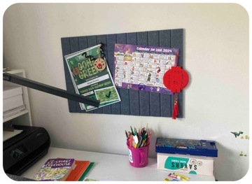 TABLICA FILCOWA LAMELE na plan lekcji 60x120cm filc SZARA 38 + PINEZKI