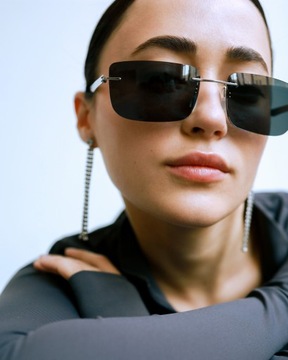 ПРЯМОУГОЛЬНЫЕ БЕЗОКРАМНЫЕ УЗКИЕ ОЧКИ МОДНОЕ РЕТРО.