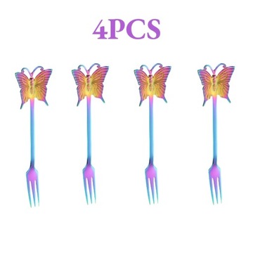 4PCS New Butterfly Tea-Spoon and fork Creative Bar Tableware Stainless