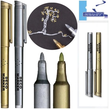 MARKERY DEKORACYJNE WODOODPORNE ZŁOTY + SREBRNY DECO GRANIT