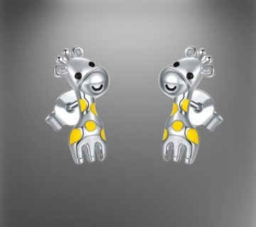 Детские серьги-жирафы Серебряные шпильки с жирафами