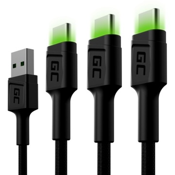 Zestaw Green Cell 3x 120 cm GC Ray USB - USB-C
