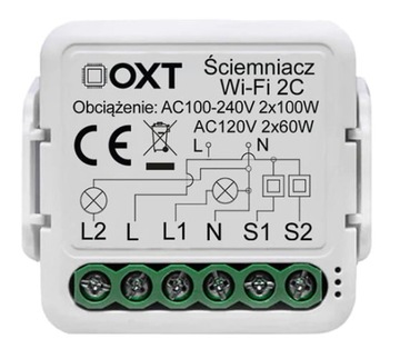 Moduł OXT mini ściemniacz 2 obwody WiFi TUYA