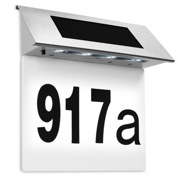 СОЛНЕЧНАЯ ЛАМПА С НОМЕРОМ ДОМА, БЕЛАЯ НЕРЖАВЕЮЩАЯ СТАЛЬ