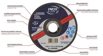 INCO FLEX СТАЛЬНОЙ ДИСК ДЛЯ РЕЗКИ МЕТАЛЛА 125 x 1,0