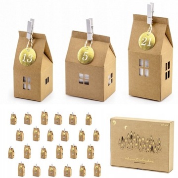 Адвент-календарь «Домики из крафт-бумаги», 24 штуки