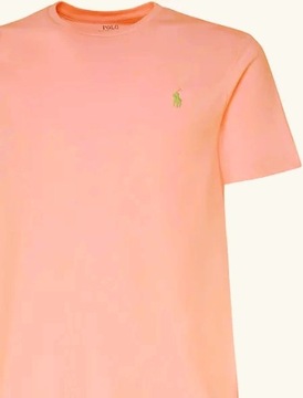 Koszulka T-shirt męski okrągły dekolt Polo Ralph Lauren łososiowa rozmiar L
