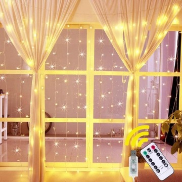 СВЕТОВАЯ ЗАВЕСА 300 LED ТЕПЛАЯ 3x3 USB ЕЛОЧНАЯ ГИРЛЯНД ДИСТАНЦИОННЫЙ