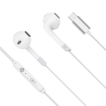 Słuchawki douszne z mikrofonem na USB-C C2 białe