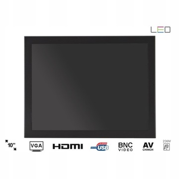 Светодиодный монитор с открытой рамкой, 10 дюймов, VGA, HDMI, USB, BNC, AV