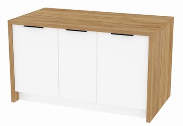 Wyspa kuchenna gotowa wyspa do kuchni z szafkami 140x80 cm dąb złoty