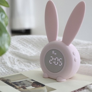 НОЧНИК ДЕТСКИЙ БУДИЛЬНИК КРОЛИК ЧАСЫ ДЛЯ ДЕТЕЙ