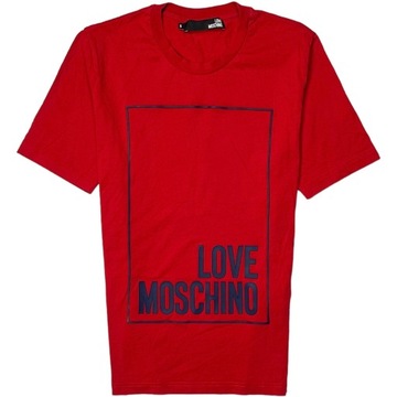 LOVE MOSCHINO Koszulka T-Shirt Męska Logowana Czerwona r. S