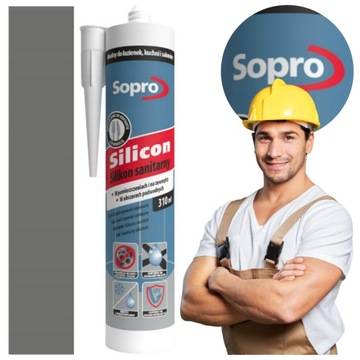 Silikon Sanitarny SOPRO Uniwersalny Grzybobójczy 310ml Bazalt 64
