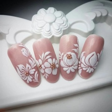 5D НАКЛЕЙКИ для украшения ногтей, самоклеящиеся выпуклые белые цветы