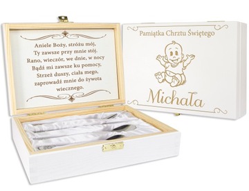 СТОЛОВЫЕ ПРИБОРЫ ДЛЯ РЕБЕНКА В КОРОБКЕ, ПОДАРОК ​​НА КРЕЩЕНИЕ