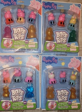 PEPPA PIG BOPS N TOPS FIGURKI 5SZT kolekcjonerskie nakładki na ołówek