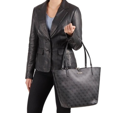 Женская сумка GUESS 2в1 Alby Toggle Tote, черно-серая