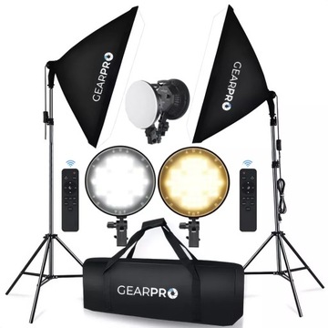 2x Softbox LED Zestaw Oświetlenie Ciągłe Stałe 2x50W Pilot RC Etui