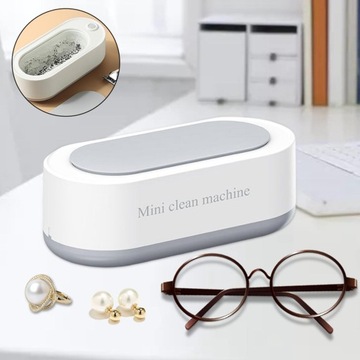 Mini Ultrasonic Jewelry Cleaner Rechargeable Washing Glasses Cleaning White
