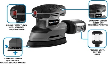 ГРАФИТ Орбитальная шлифовальная машина Delta 180 Вт, 3 фута