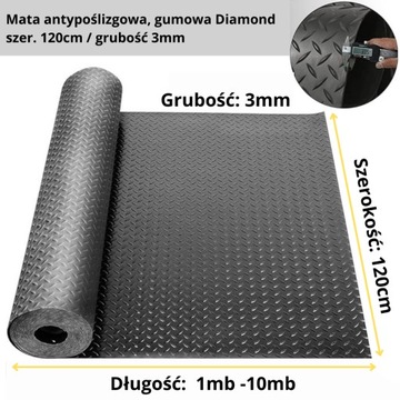 Mata antypoślizgowa gumowa DIAMOND gr.3mm (1,2m x 1m)