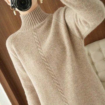 Modna SUKIENKA z grubego materiału ciepły % wełniany długi sweter kobiety