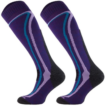 CIEPŁE Narciarskie 50% MERINO WOOL sk2 fiolet39-42