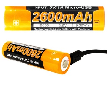 FENIX AKUMULATOR OGNIWO ŁADOWANIE USB ARB-L18U-2600 18650 2600 mAh 3,6V