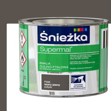 ŚNIEŻKA Supermal Emalia Olejno-ftalowa POŁYSK 200ml SZARY JASNY
